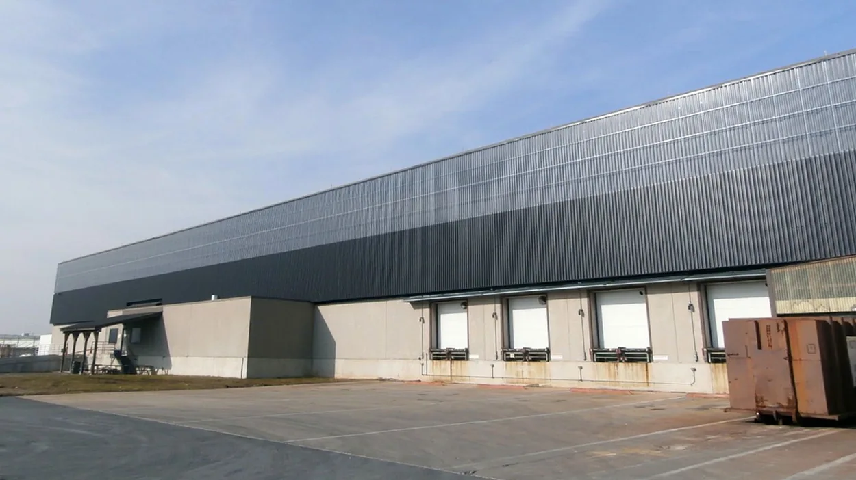 SolarWall two stage installation on an industrial building
